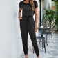 Drawstring Waist Short Sleeve Jogger Jumpsuit