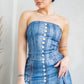 Denim Effect Corset Top & Bottom Set