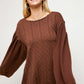 Davi & Dani Full Size Waffle-Knit Round Neck Top