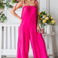 Veveret Pocketed Spaghetti Strap Wide Leg Jumpsuit