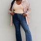 Davi & Dani Full Size Plaid Curved Raw Hem Shacket