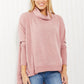 Zenana Love and Cuddles Full Size Cowl Neck Poncho Sweater in Light Rose