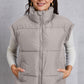 Zip Up Turtleneck Pocketed Vest Coat