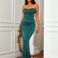 Contrast Sequin Strapless Backless Dress