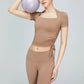 Side Drawstring Cropped Sports Top