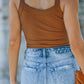 Button Front Ribbed Tank Top