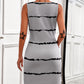 Striped Sleeveless Quarter Zip Bodycon Dress