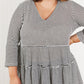 Doe & Rae Full of Love Full Size Striped Tiered Top