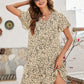 Animal Print Button Front Flutter Sleeve Dress