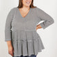 Doe & Rae Full of Love Full Size Striped Tiered Top