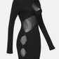 Zip-Back Spliced Mesh Ribbed Dress