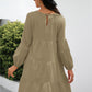 Balloon Sleeve Keyhole Tiered Dress