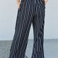 CY Fashion Full Size Striped Drawstring Waist Wide Leg Pants with Pockets