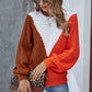 Color Block Rib-Knit Round Neck Knit Pullover