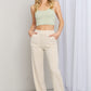 Yelete Elastic Waist Wide Leg Pants with Pockets in Ivory