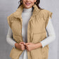 Zip Up Turtleneck Pocketed Vest Coat
