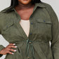 Davi & Dani Full Size Geometric Drawstring Waist Shacket with Pockets