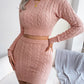 Cable-Knit Cropped Sweater and Knit Skirt Set
