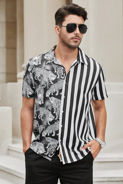 Striped Animal Short Sleeve Shirt
