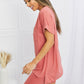 Zenana Full Size Slit Tee and Biker Shorts Set in Rose