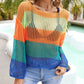 Color Block Openwork Boat Neck Cover Up