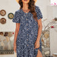 Animal Print Button Front Flutter Sleeve Dress