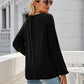 V-Neck Raglan Sleeve Ruched Detail Top