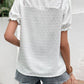 Swiss Dot Buttoned Puff Sleeve Blouse