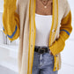 Striped Color Block Button-Up Cardigan