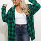 Davi & Dani Peace Sign Full Size Plaid Embroidered Patch Shacket