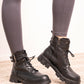 Weeboo Faux Leather Buckled Combat Boots