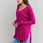 Zenana Sweater Weather Full Size Center Seam Tunic Sweater in Magenta
