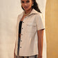 Button Front Short Sleeve PU Leather Shirt