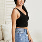 White Birch Sense of It All Full Size Cropped V-Neck Tank Top