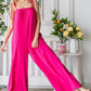 Veveret Pocketed Spaghetti Strap Wide Leg Jumpsuit