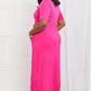 Celeste Sweetheart Full Size Short Sleeve Maxi Dress in Hot Pink