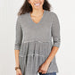 Doe & Rae Full of Love Full Size Striped Tiered Top