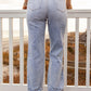 Distressed Acid Wash Straight Leg Jeans