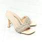 DELICACY Showstopper Braided Rhinestone Heel Slide in Nude