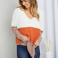 Culture Code Color Block Slit Tunic Rib-Knit Top