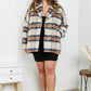 Davi & Dani Full Size Plaid Open Front Jacket with Pockets