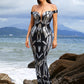 Contrast Sequin Off-Shoulder Formal Dress