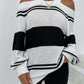 Striped Cutout Cold-Shoulder Tunic Sweater