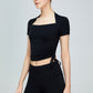 Side Drawstring Cropped Sports Top