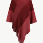 Color Block Fringe Hem V-Neck Poncho