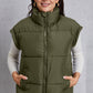 Zip Up Turtleneck Pocketed Vest Coat