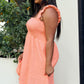 White Birch Full Size Ruffle Strap Smocked Eyelet Mini Dress