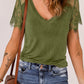 Spliced Lace V-Neck Tee Shirt
