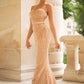 Contrast Sequin Strapless Backless Dress