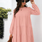 Balloon Sleeve Keyhole Tiered Dress